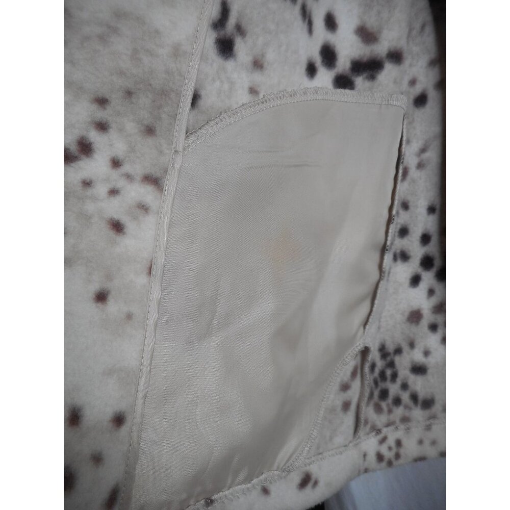 QVC Susan Graver Womens Beige Animal Print Fleece Jacket Fleece Long Sleeve Sz 2 - Picture 5 of 7